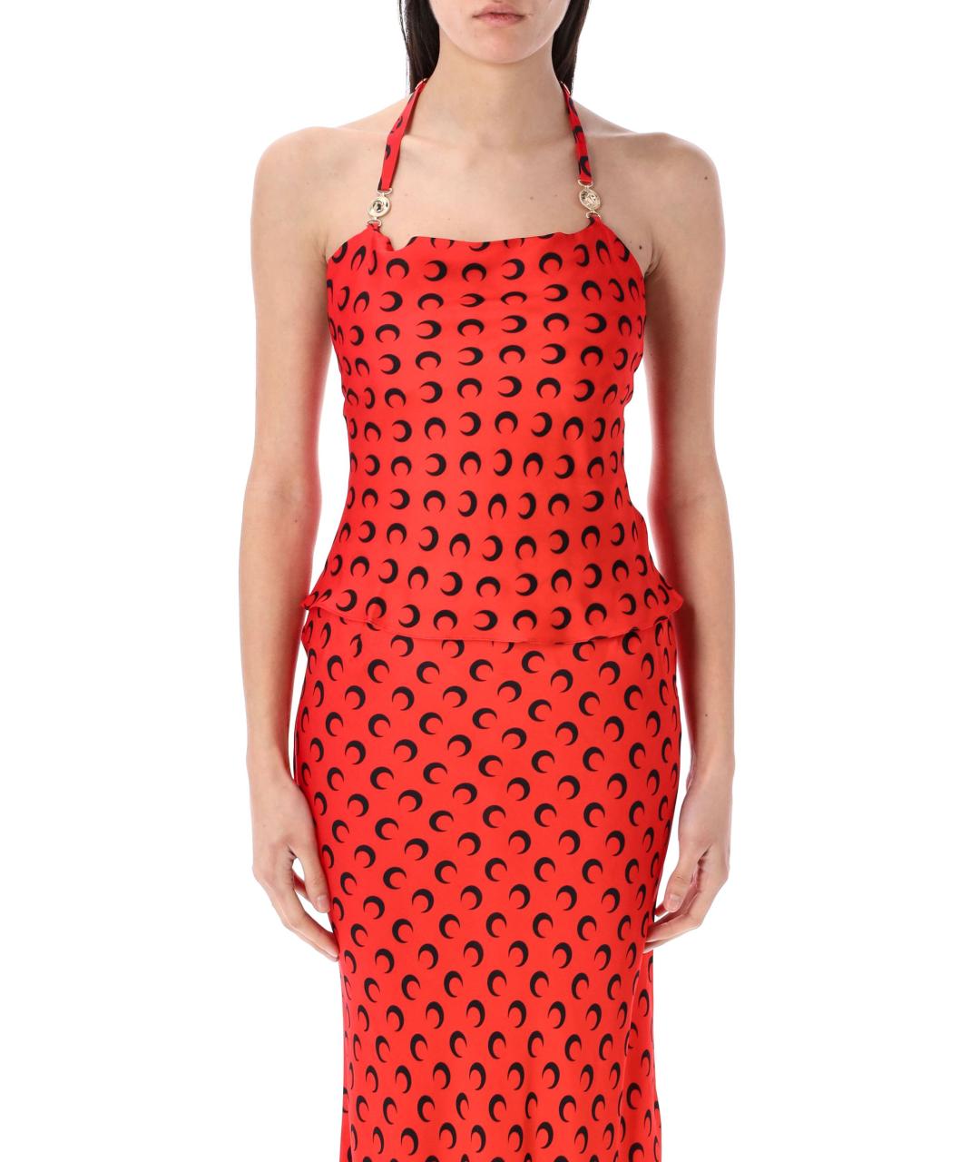 MARINE SERRE Красная вискозная майка, фото 2