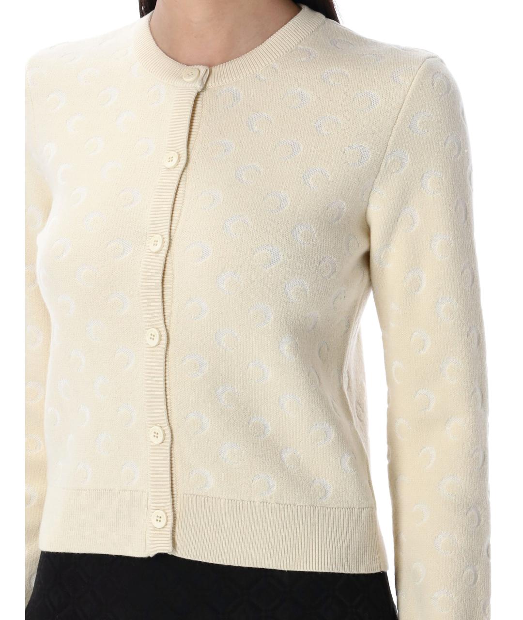 MARINE SERRE Бежевый шерстяной кардиган, фото 3
