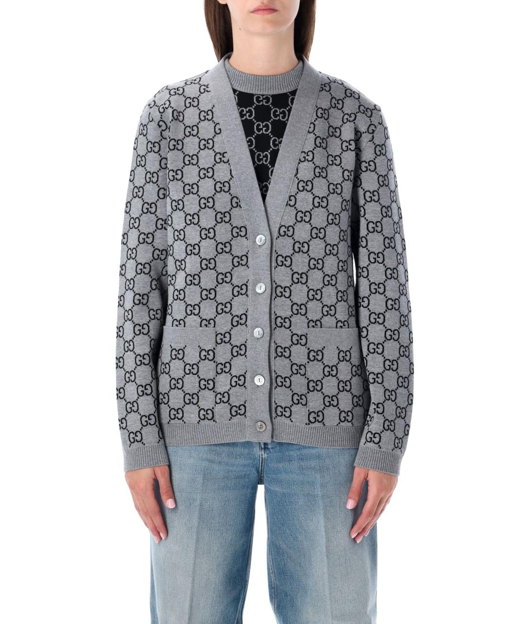GUCCI Серый шерстяной кардиган, фото 2