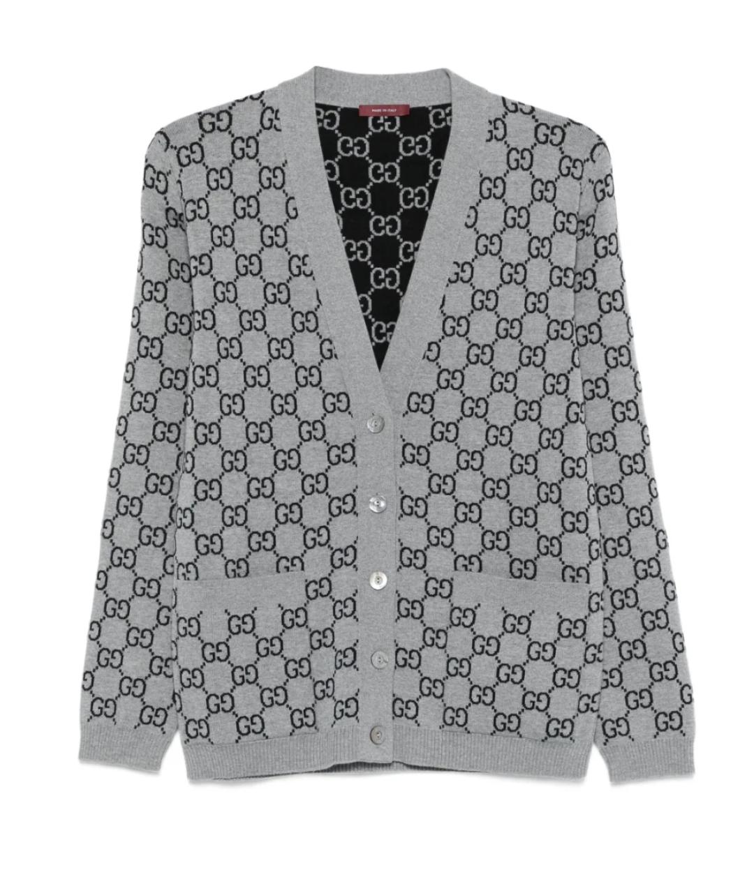 GUCCI Серый шерстяной кардиган, фото 1
