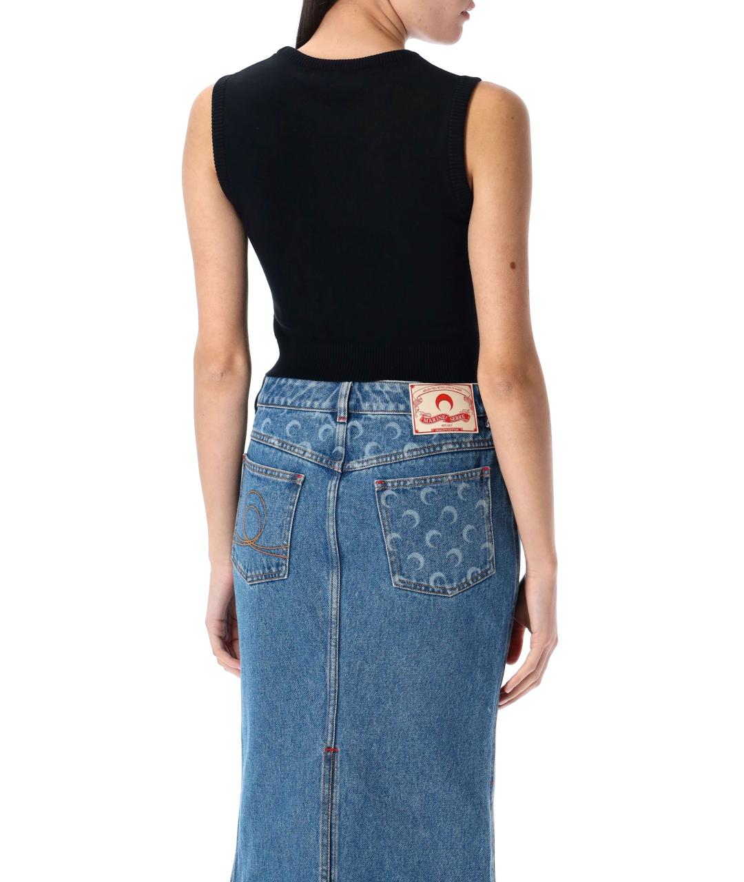 MARINE SERRE Черная вискозная майка, фото 3