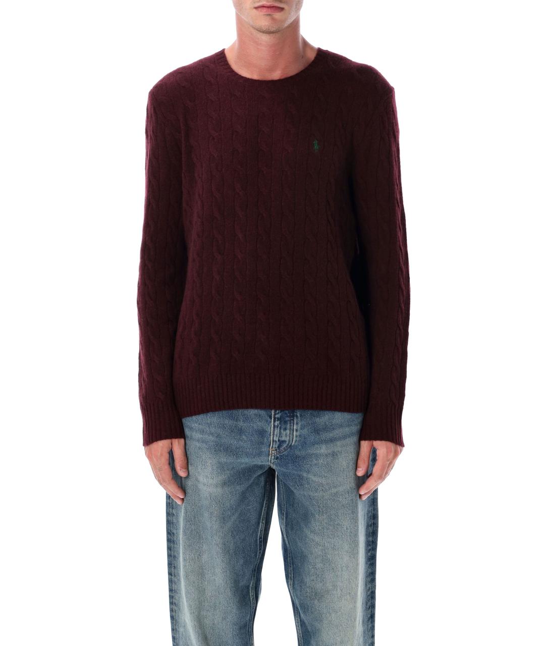 POLO RALPH LAUREN Бордовый шерстяной джемпер / свитер, фото 4
