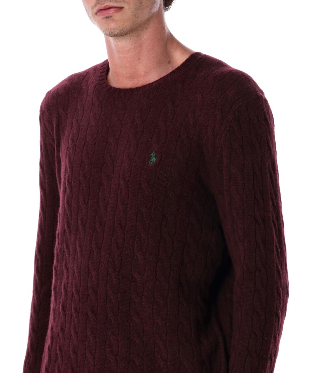 POLO RALPH LAUREN Бордовый шерстяной джемпер / свитер, фото 3