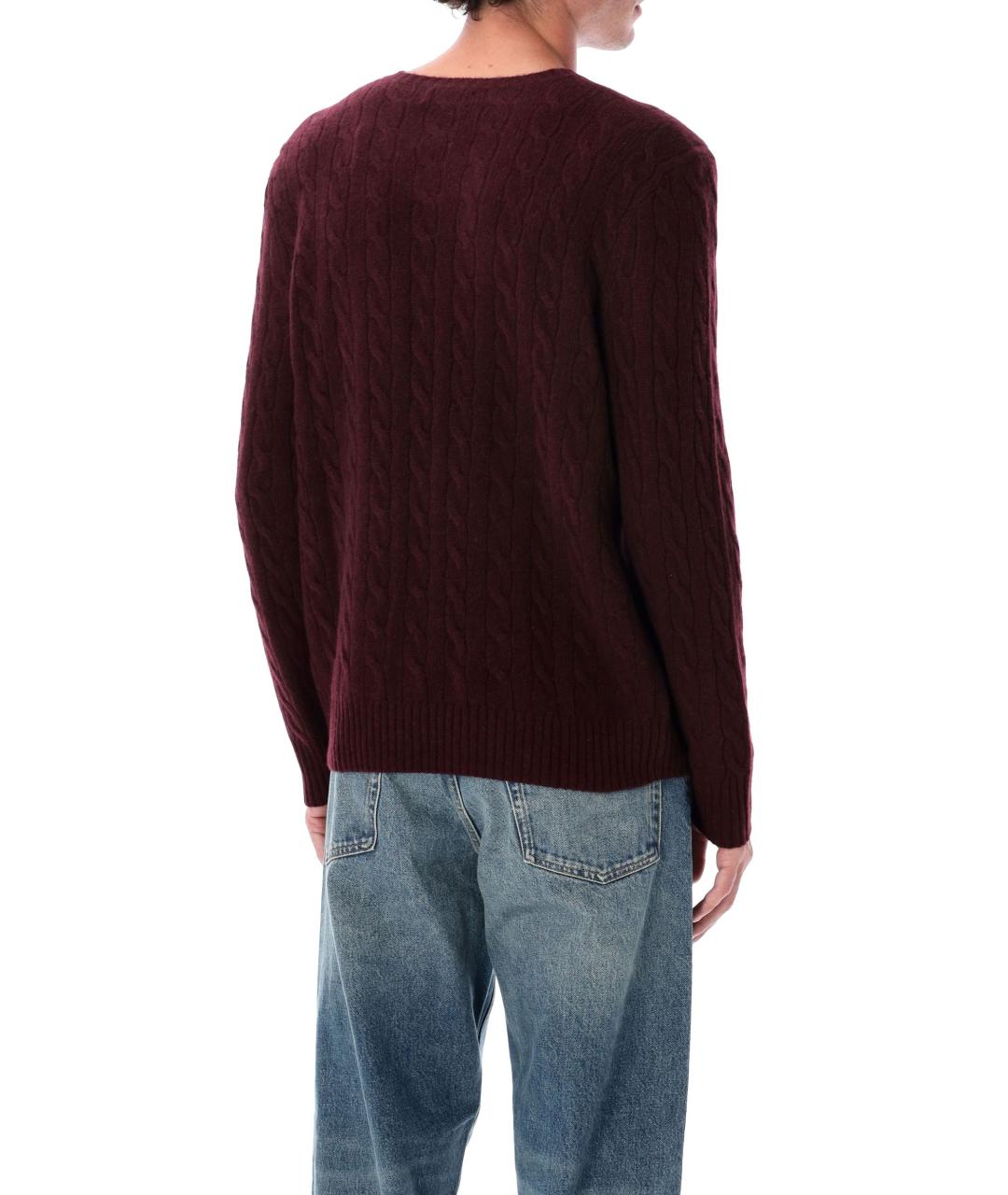 POLO RALPH LAUREN Бордовый шерстяной джемпер / свитер, фото 2