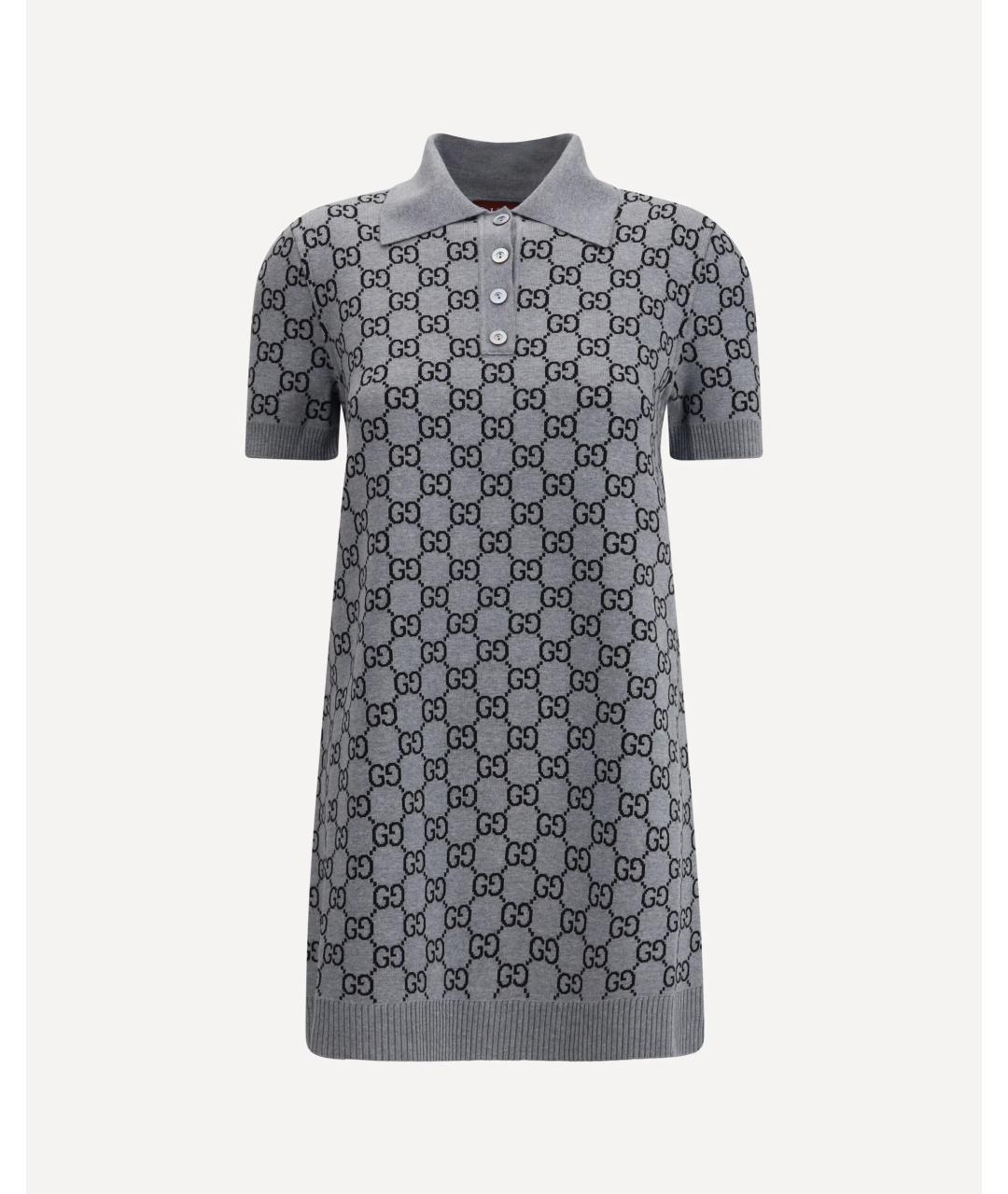 GUCCI Серое шерстяное повседневное платье, фото 7
