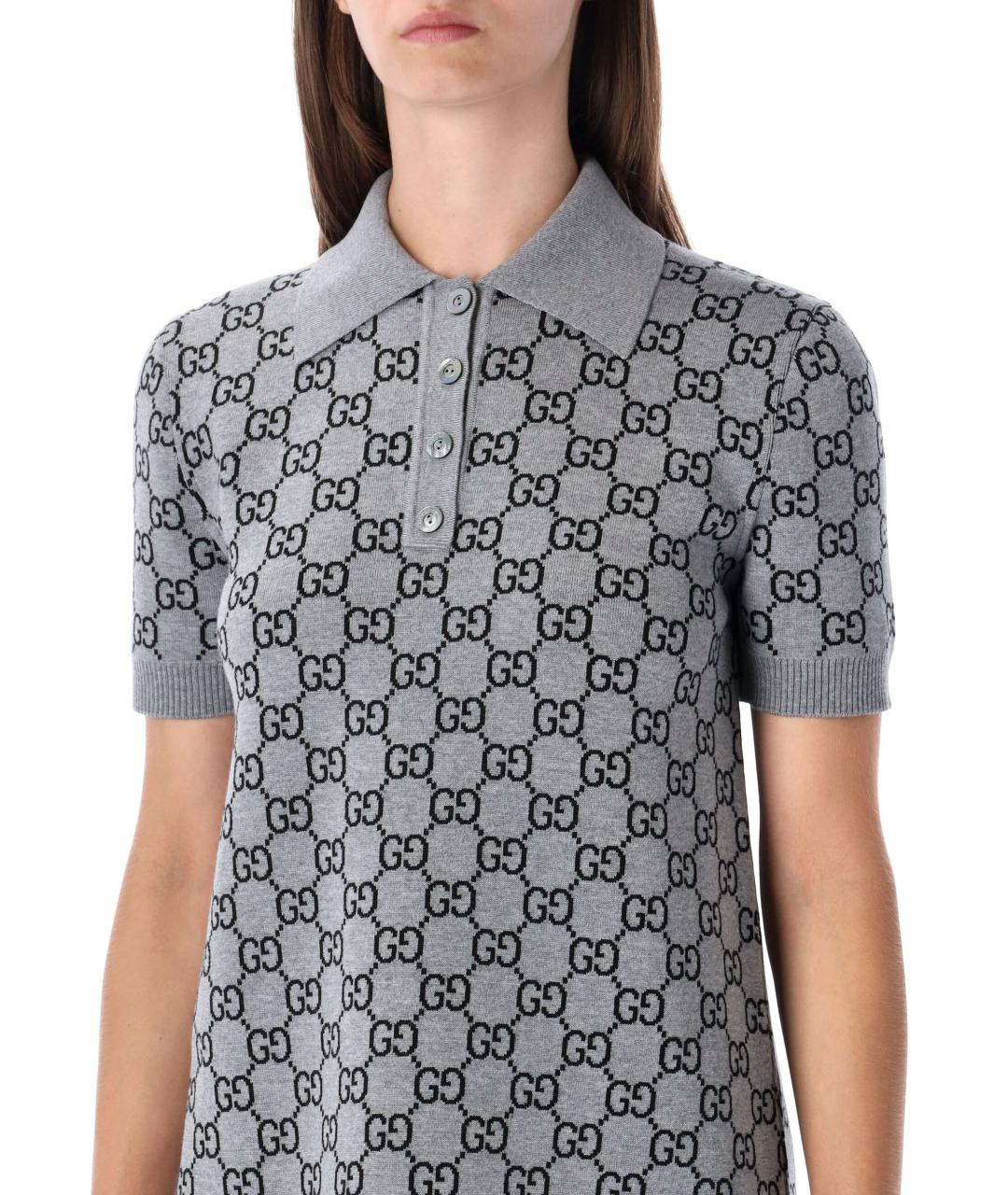 GUCCI Серое шерстяное повседневное платье, фото 4