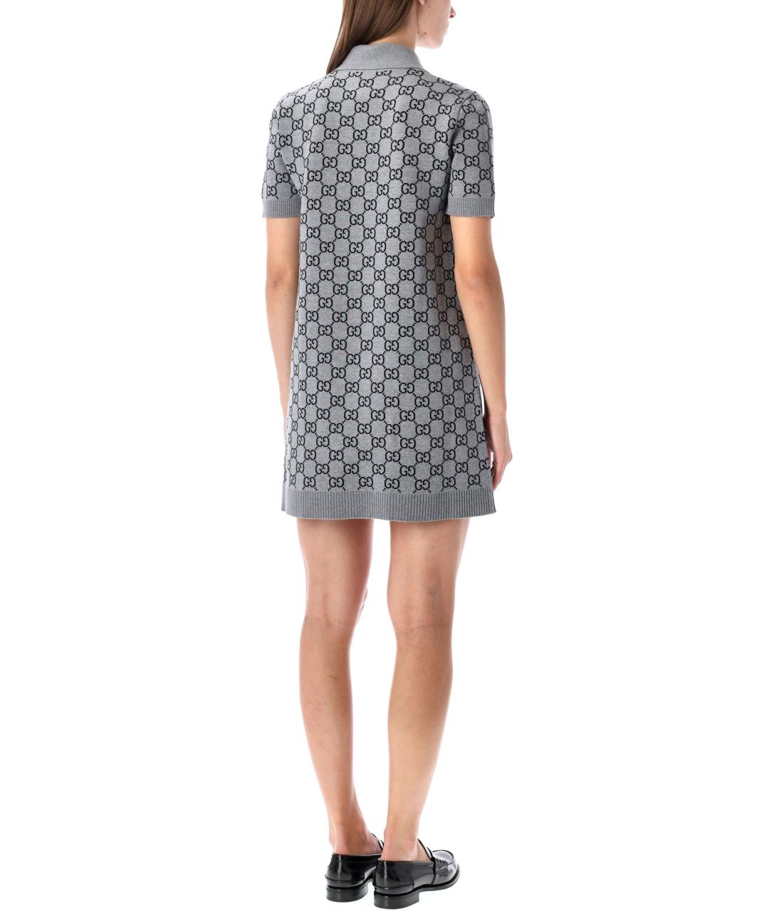 GUCCI Серое шерстяное повседневное платье, фото 3