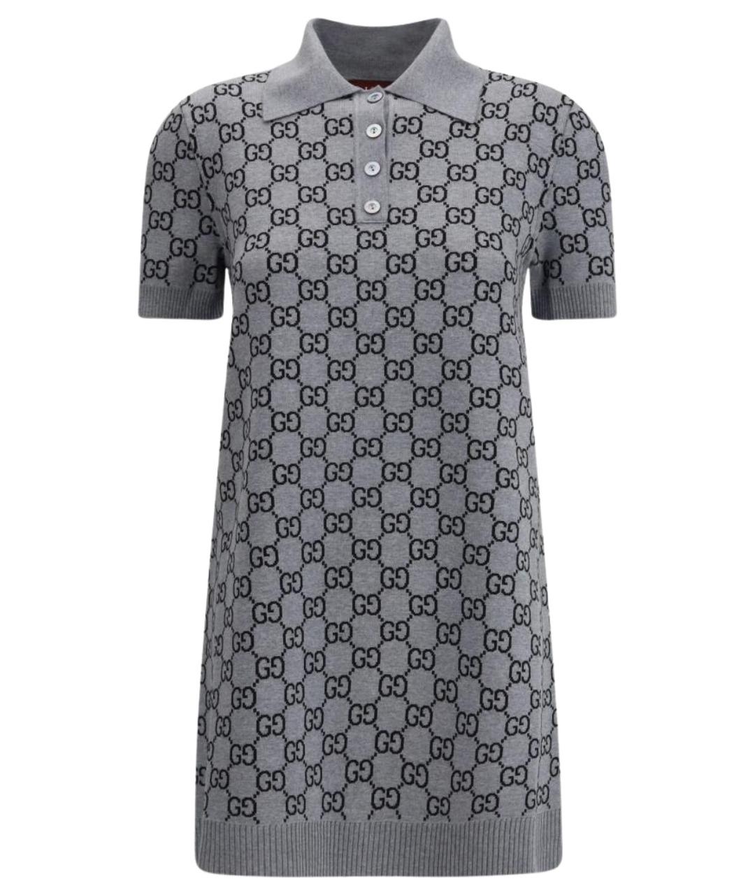 GUCCI Серое шерстяное повседневное платье, фото 1