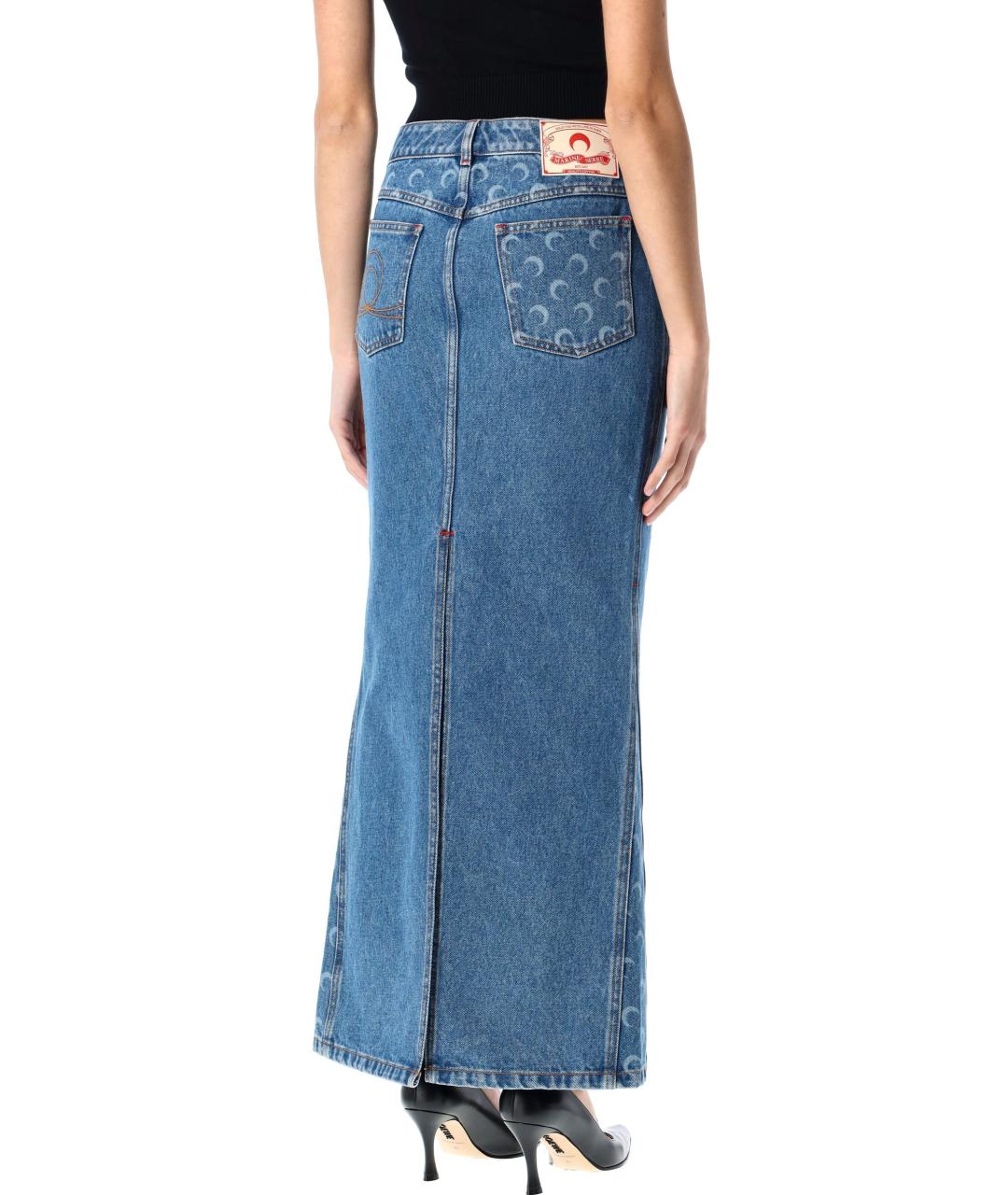 MARINE SERRE Синяя хлопковая юбка миди, фото 2