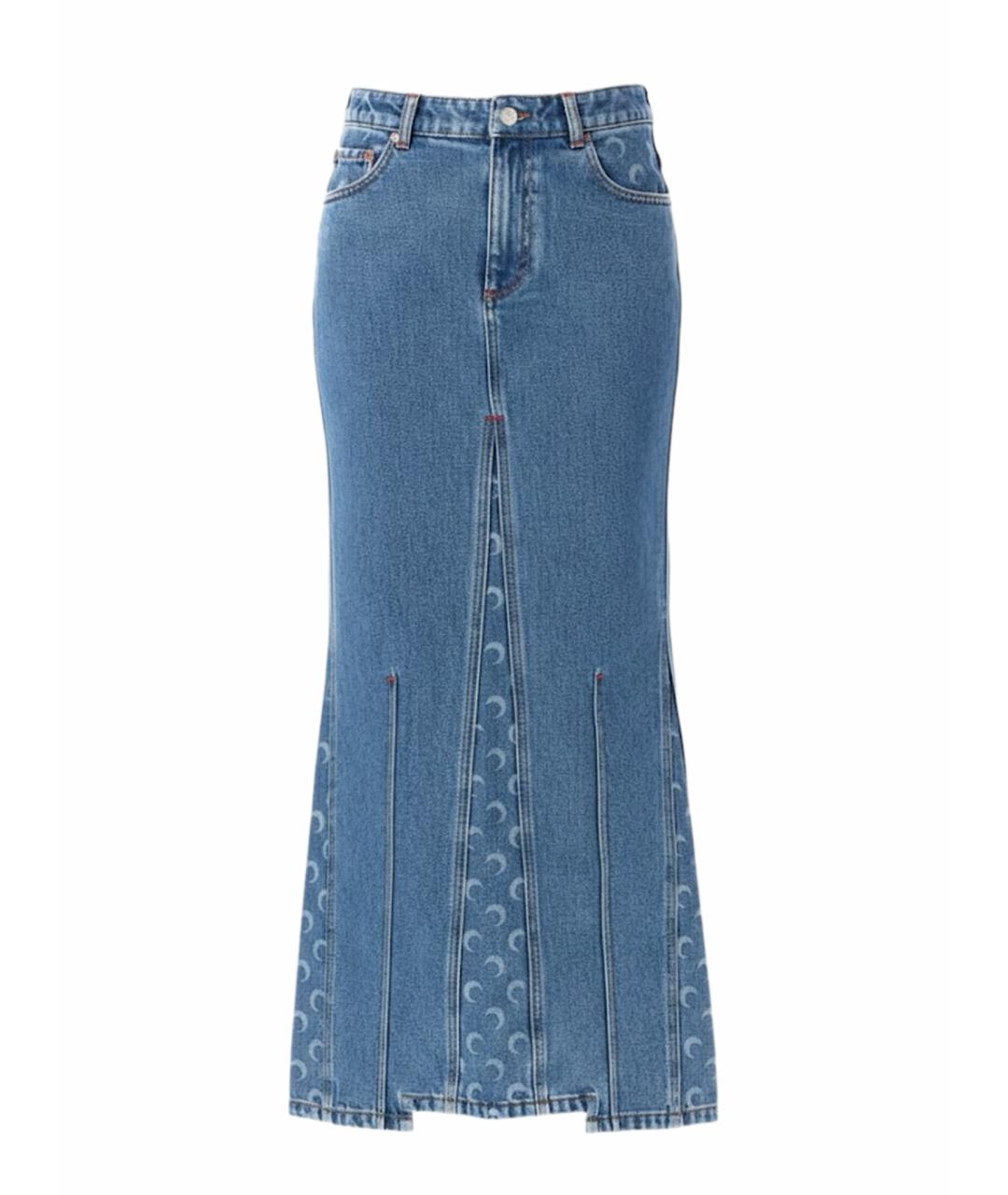 MARINE SERRE Синяя хлопковая юбка миди, фото 1