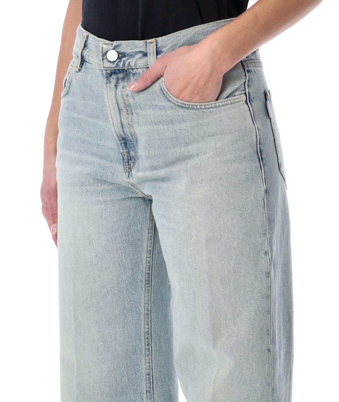 HAIKURE Голубые хлопковые прямые джинсы, фото 3
