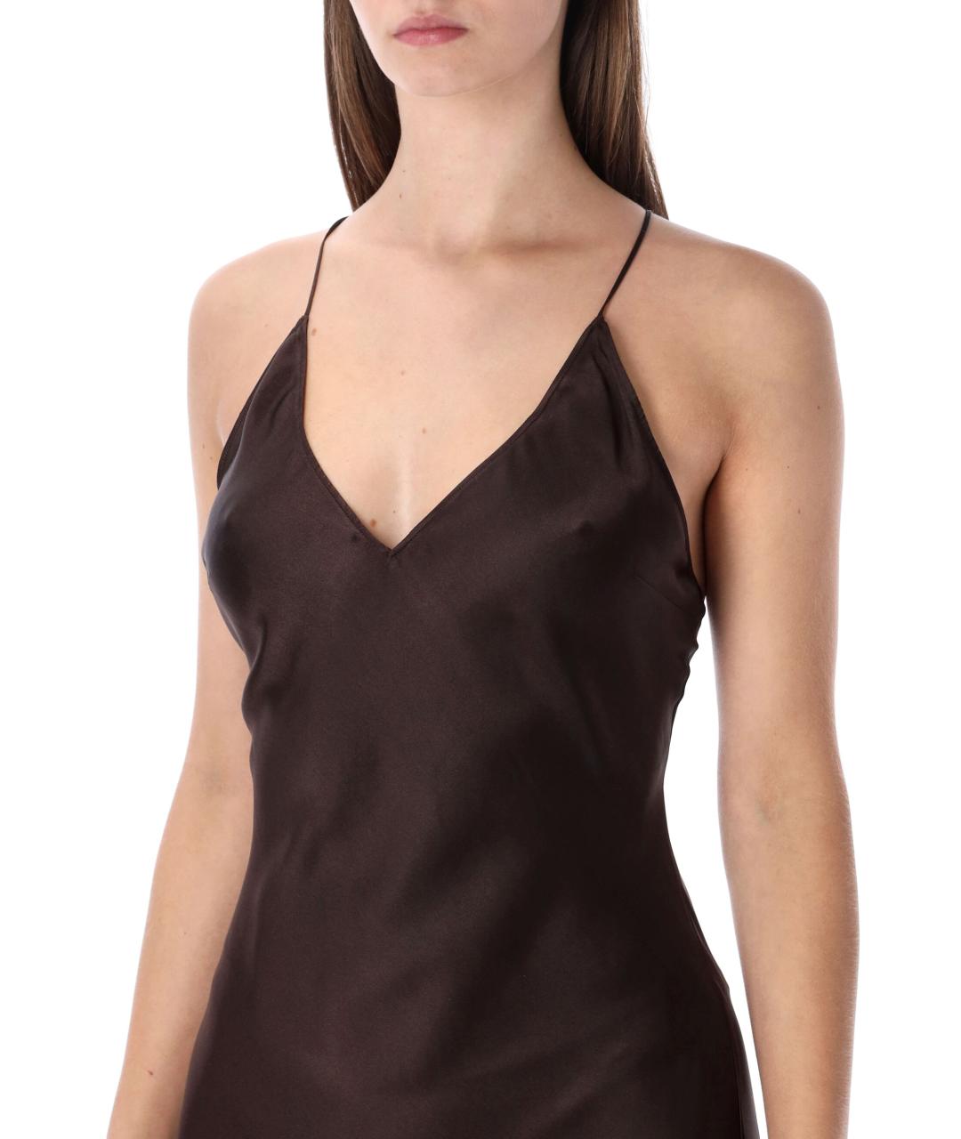 ANINE BING Коричневое шелковое вечернее платье, фото 3