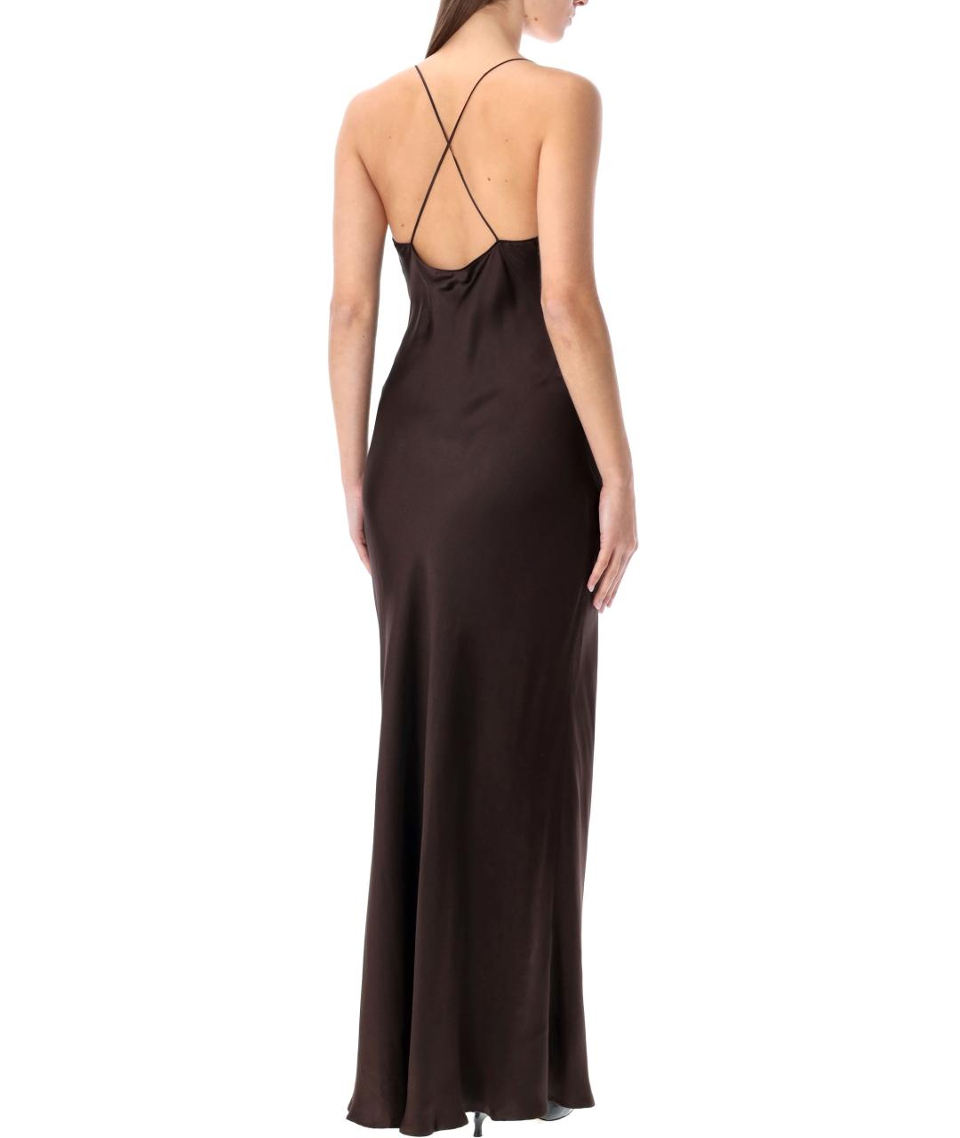 ANINE BING Коричневое шелковое вечернее платье, фото 2