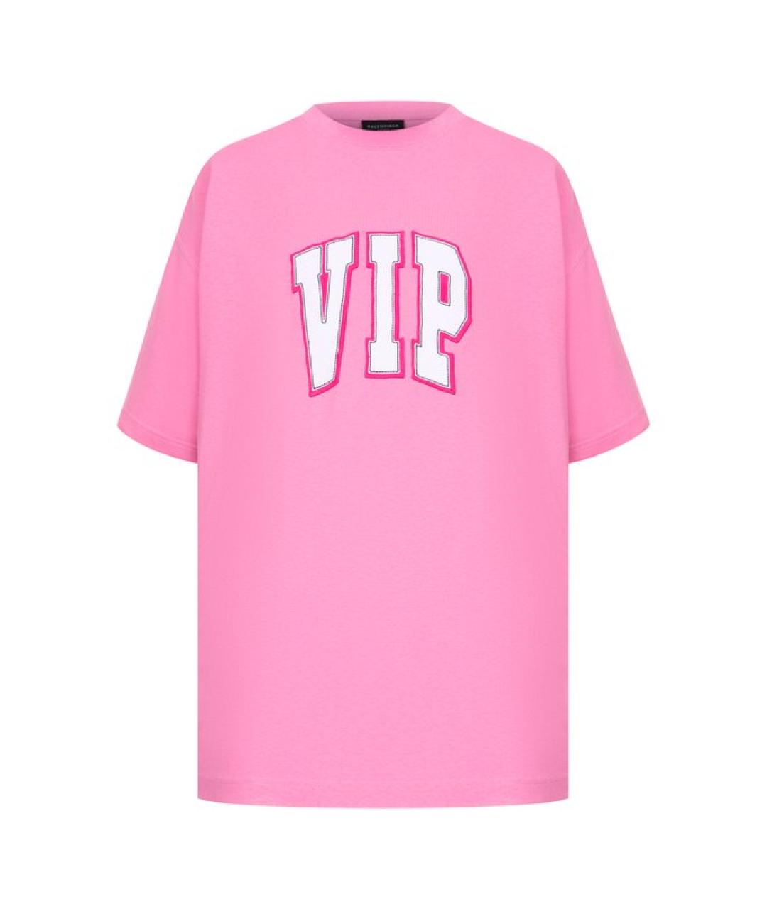 BALENCIAGA Розовая хлопковая футболка, фото 1