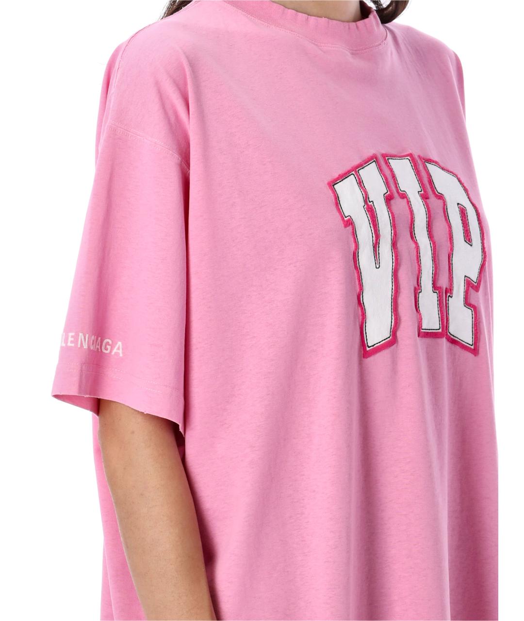 BALENCIAGA Розовая хлопковая футболка, фото 4