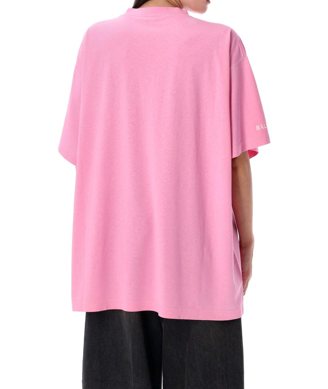 BALENCIAGA Розовая хлопковая футболка, фото 3
