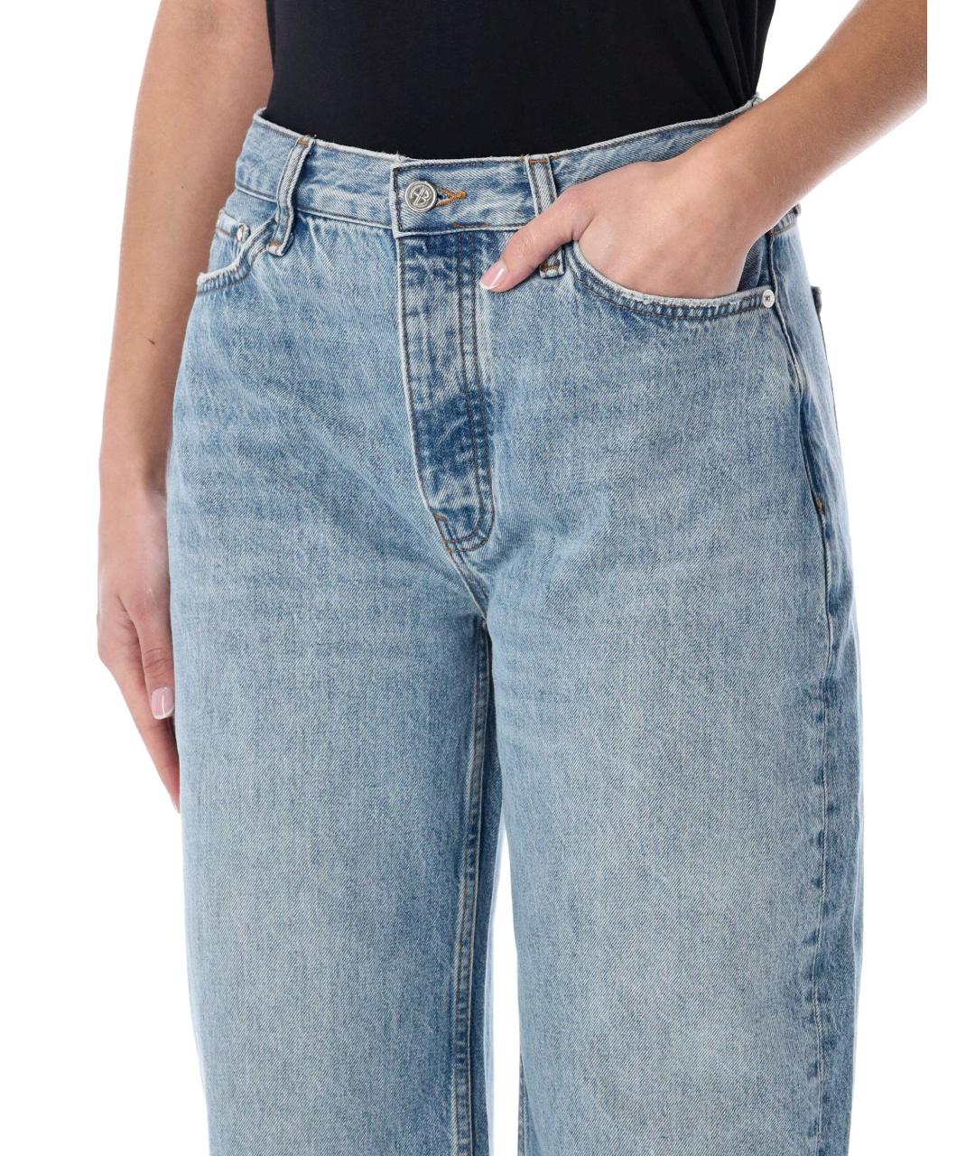 ANINE BING Синие хлопковые прямые джинсы, фото 3