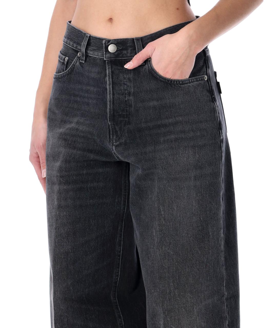 HAIKURE Черные хлопковые прямые джинсы, фото 3