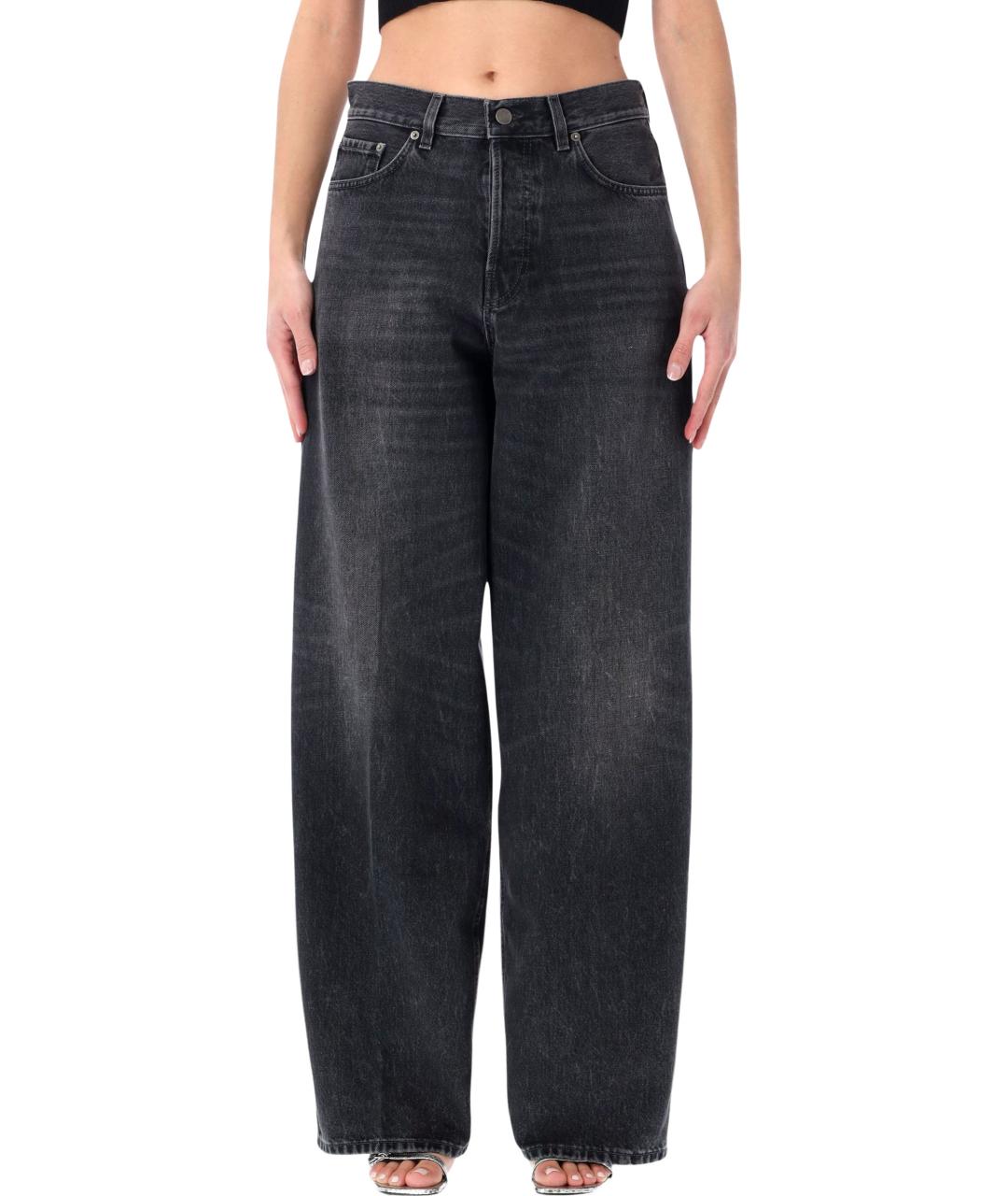 HAIKURE Черные хлопковые прямые джинсы, фото 4