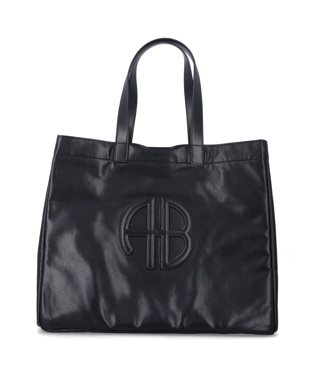 ANINE BING Черная кожаная сумка тоут, фото 1