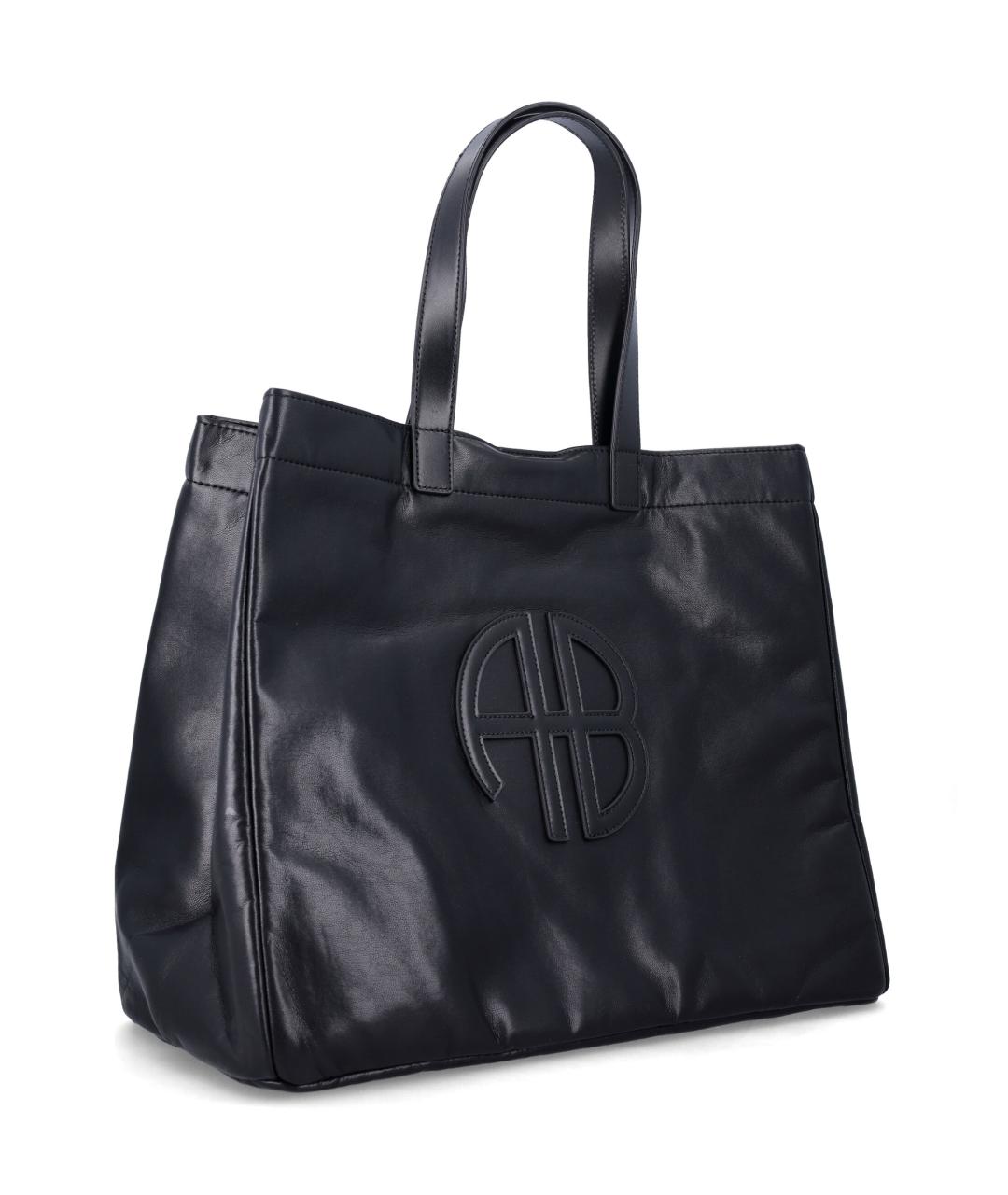 ANINE BING Черная кожаная сумка тоут, фото 2