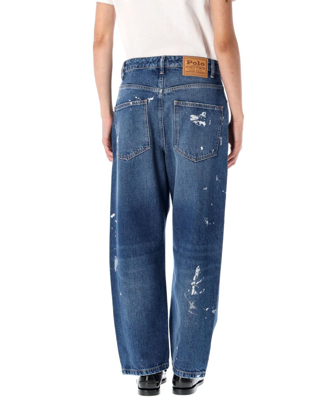 POLO RALPH LAUREN Синие хлопковые прямые джинсы, фото 2