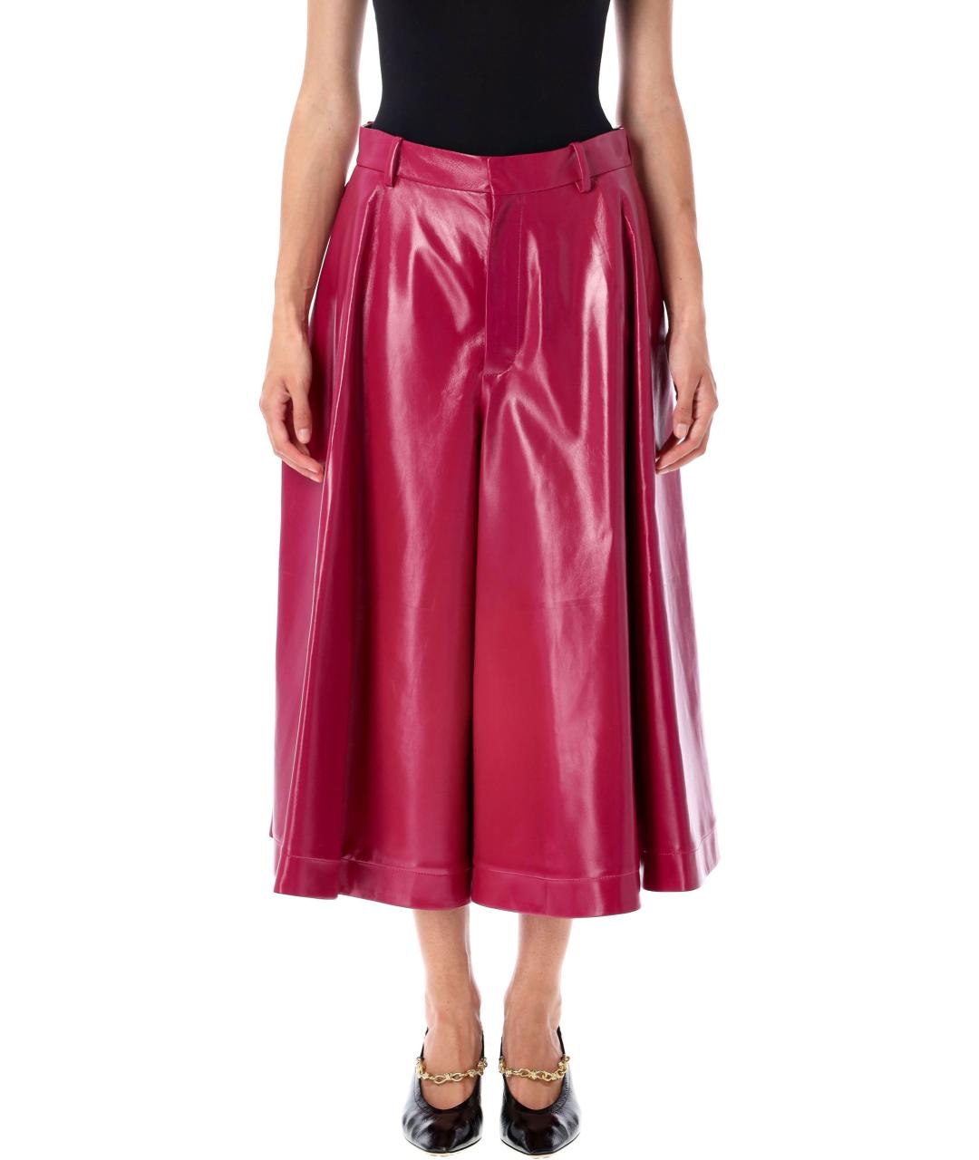BOTTEGA VENETA Фуксия кожаные кюлоты, фото 2
