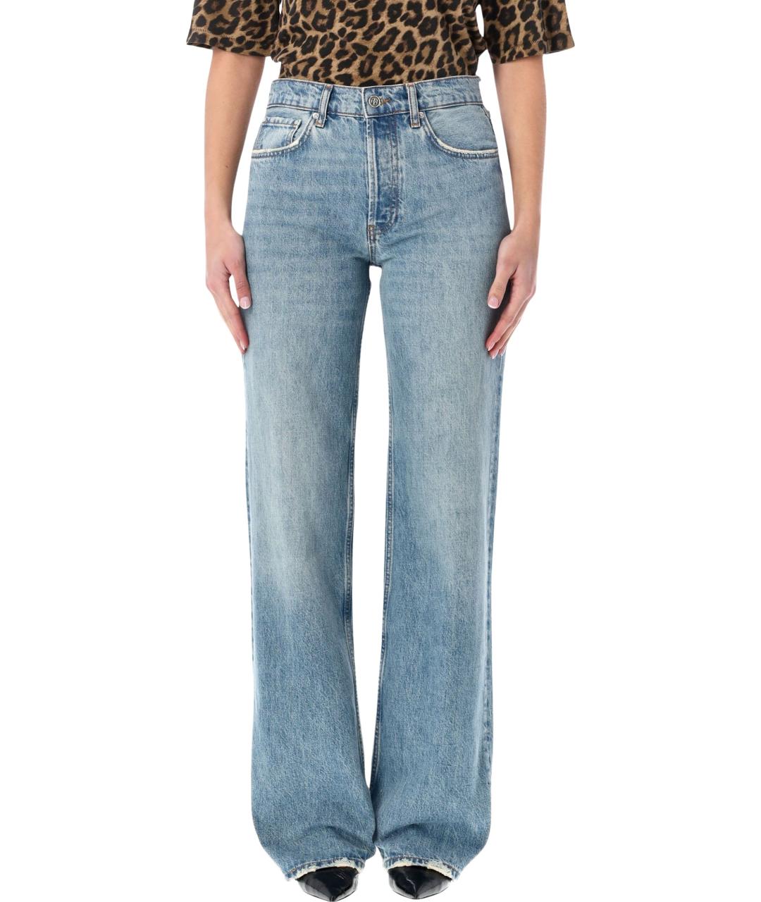 ANINE BING Голубые хлопковые прямые джинсы, фото 4