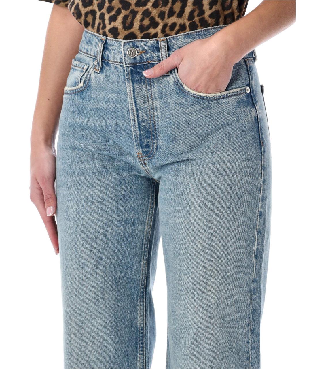 ANINE BING Голубые хлопковые прямые джинсы, фото 3