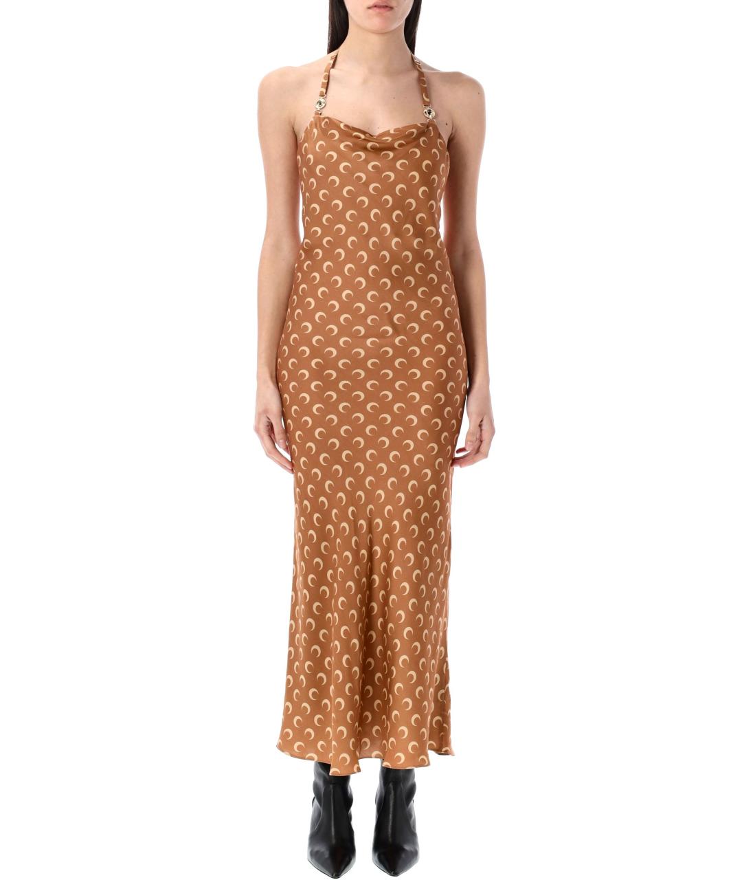 MARINE SERRE Коричневое вискозное платье, фото 2