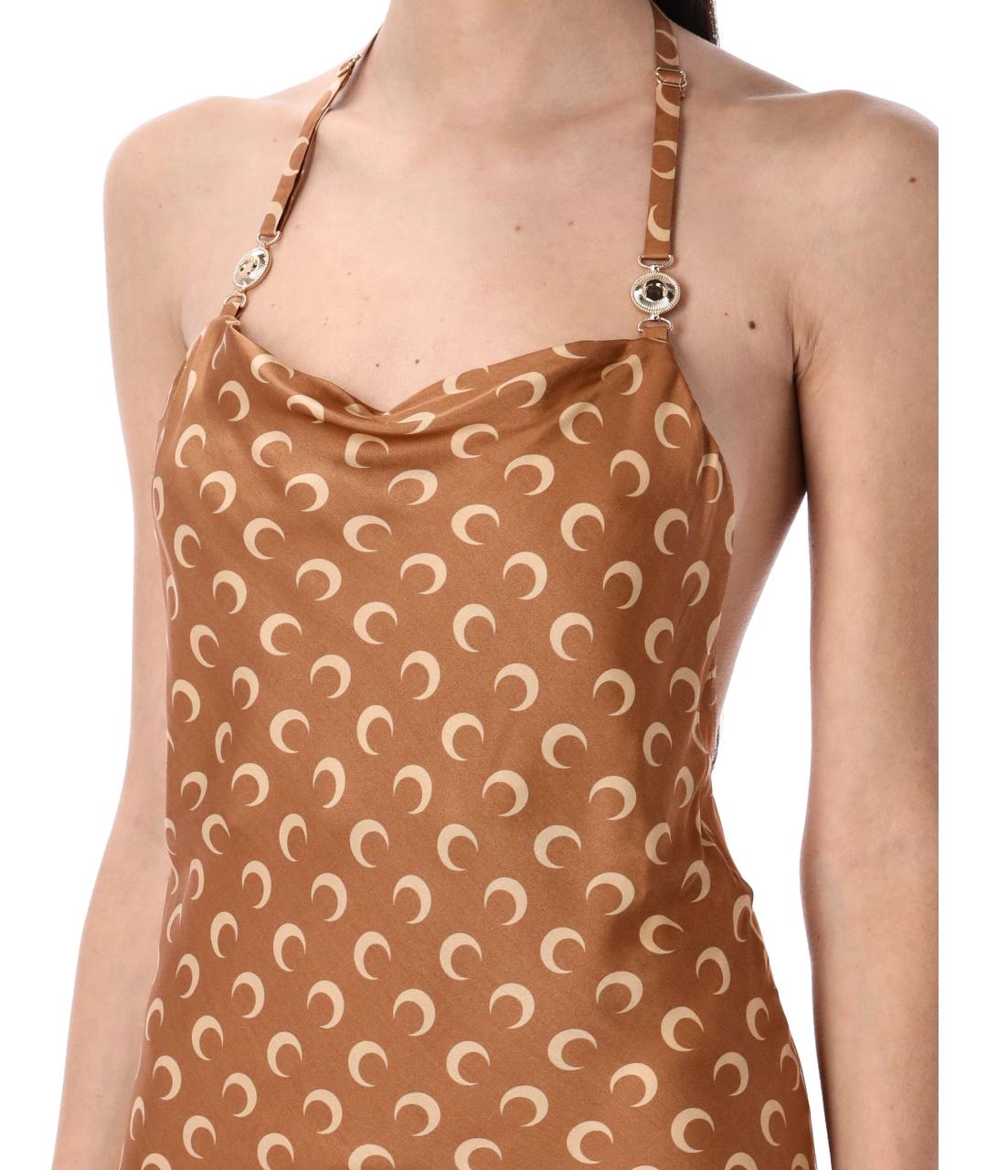 MARINE SERRE Коричневое вискозное платье, фото 4