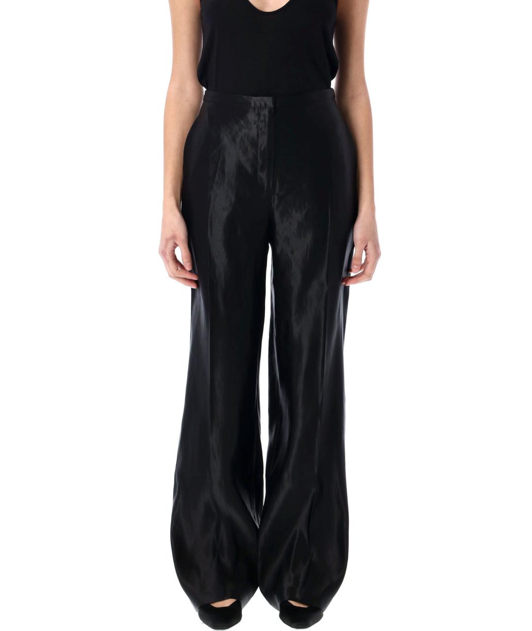 LOULOU STUDIO Черные шелковые прямые брюки, фото 4