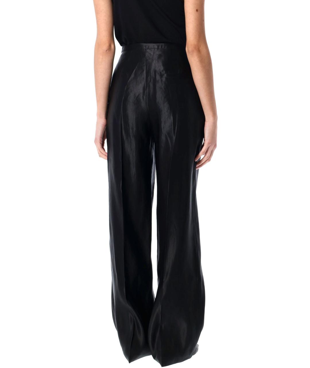 LOULOU STUDIO Черные шелковые прямые брюки, фото 2