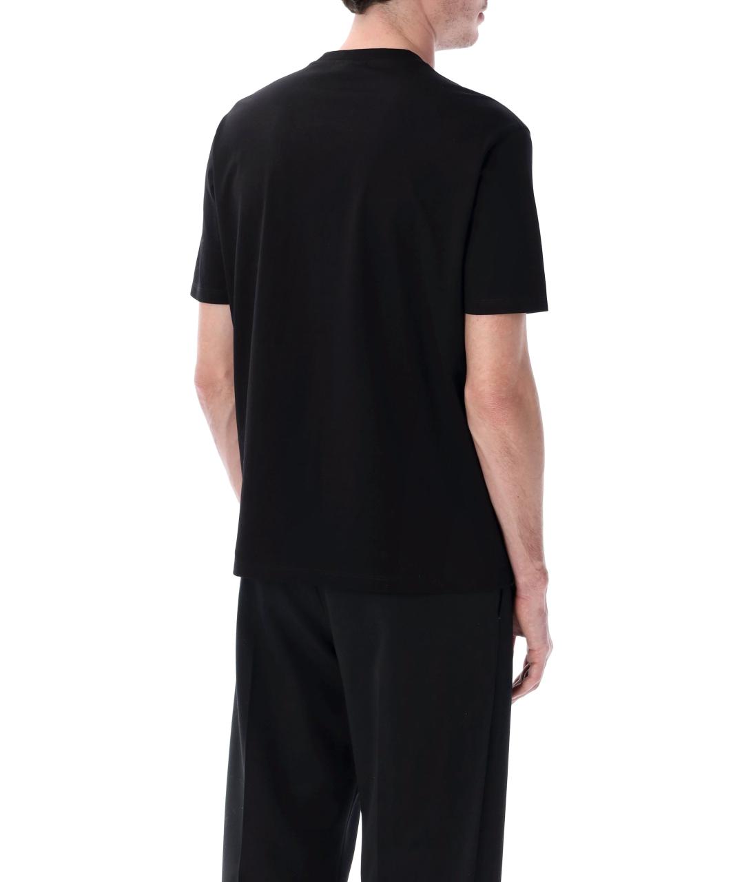 EMPORIO ARMANI Черная хлопковая футболка, фото 2