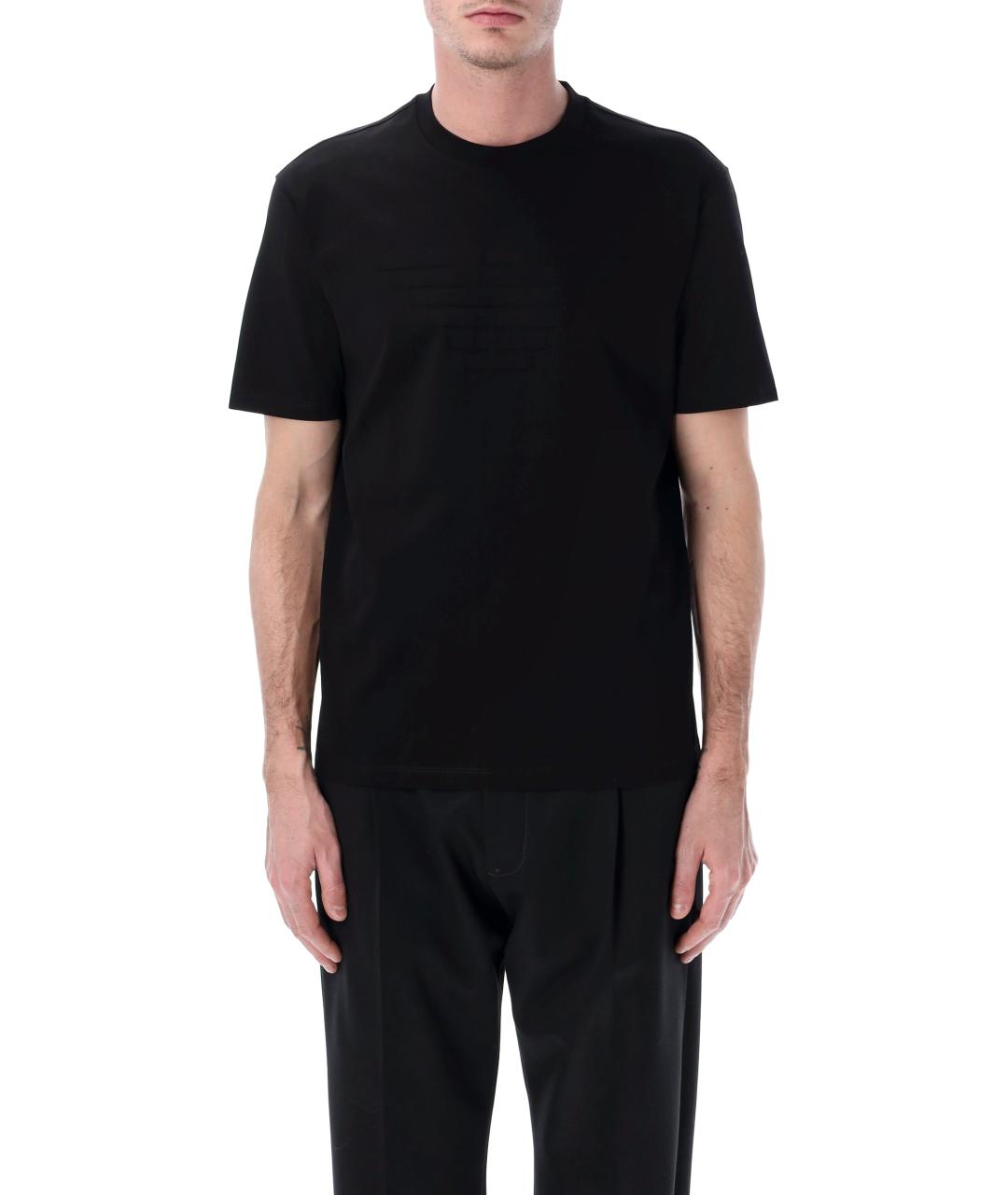 EMPORIO ARMANI Черная хлопковая футболка, фото 4