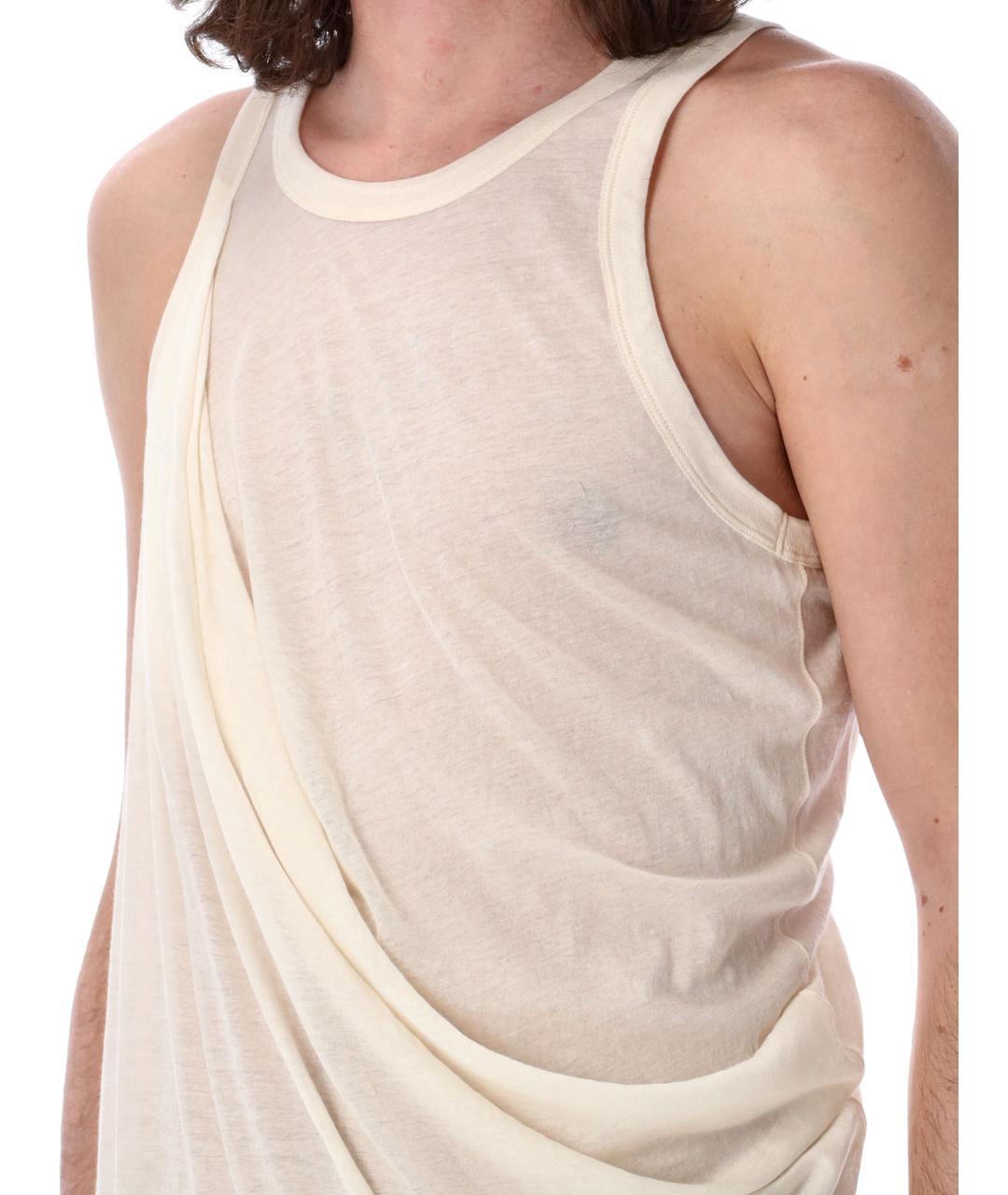 RICK OWENS Бежевая хлопковая майка, фото 4