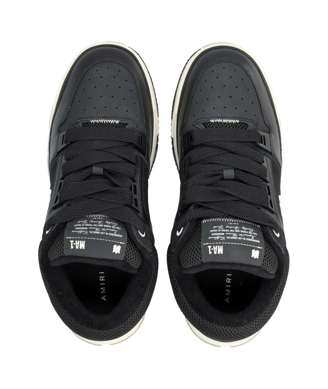 AMIRI Черные кожаные низкие кроссовки / кеды, фото 2