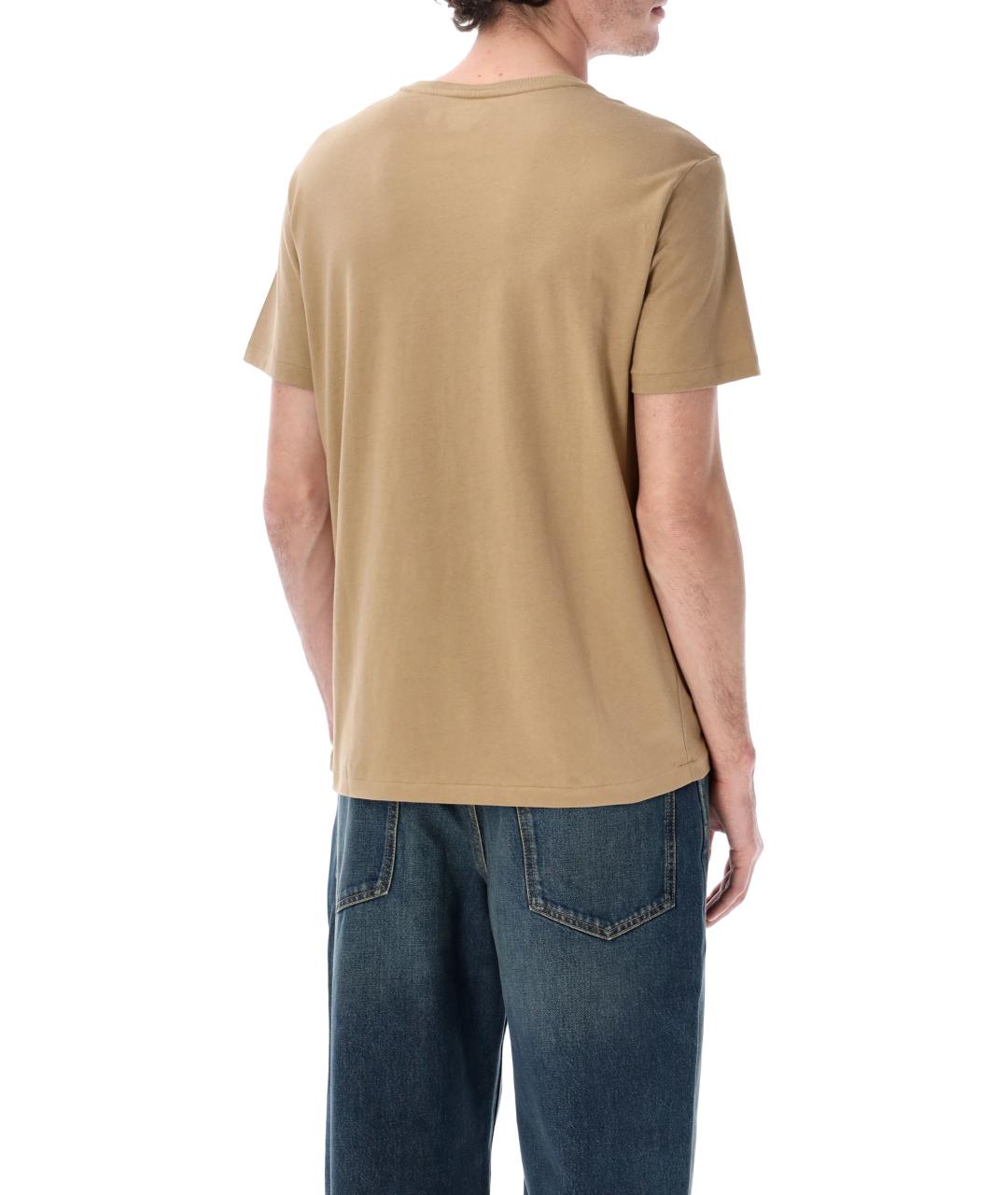 POLO RALPH LAUREN Бежевая хлопковая футболка, фото 3