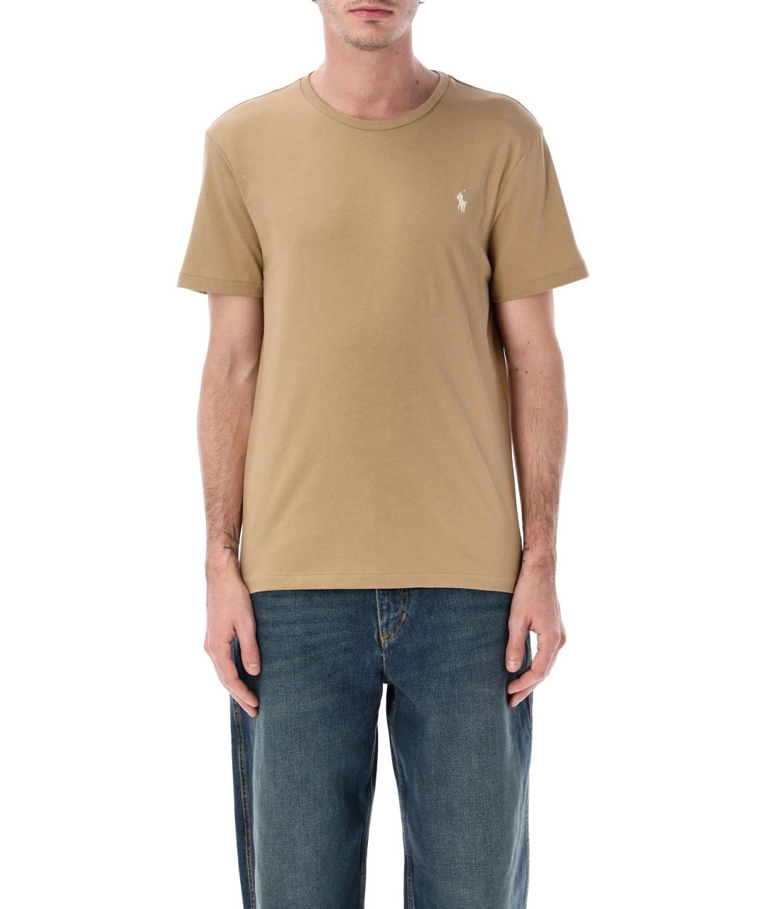 POLO RALPH LAUREN Бежевая хлопковая футболка, фото 2