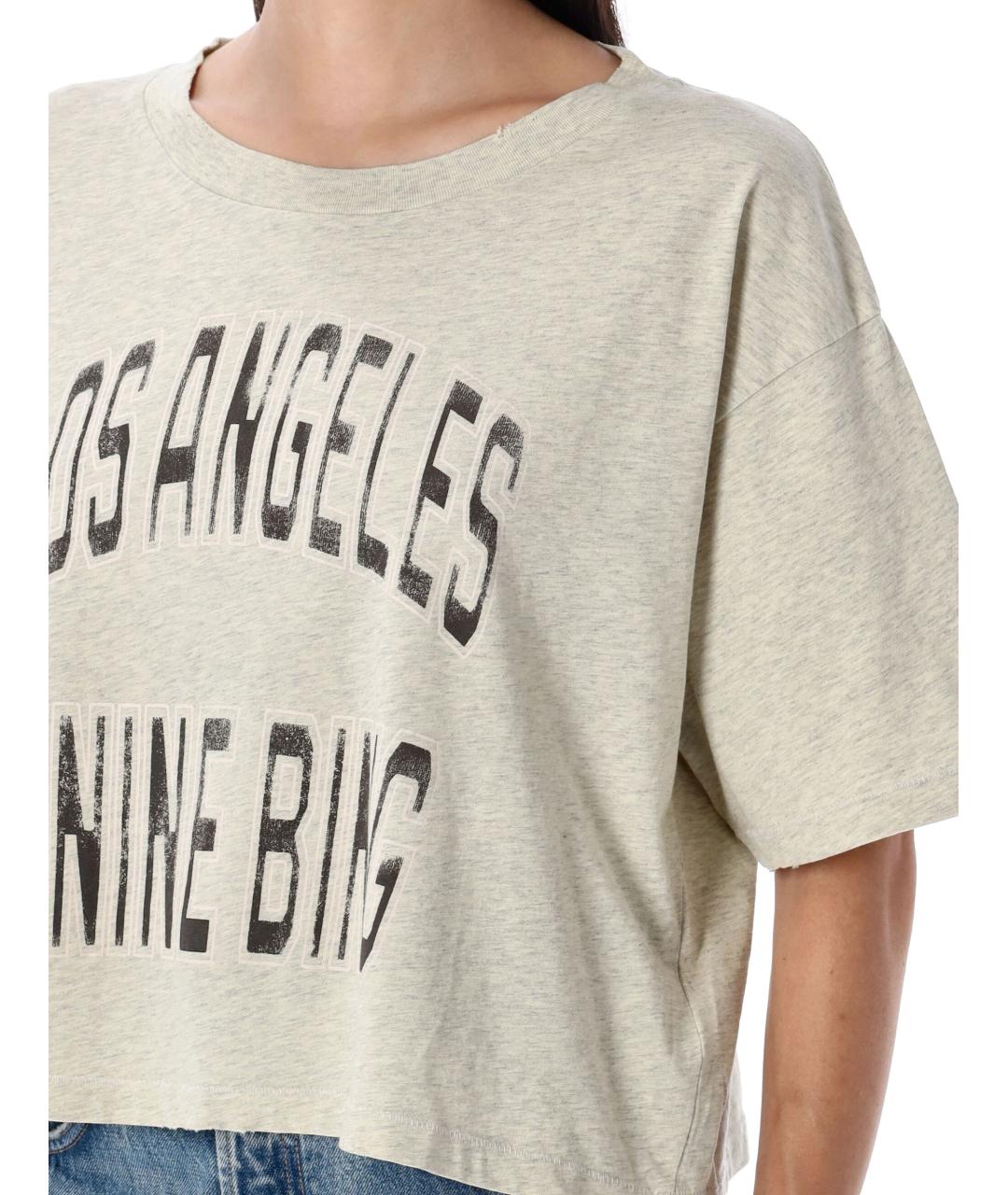 ANINE BING Серая хлопковая футболка, фото 3