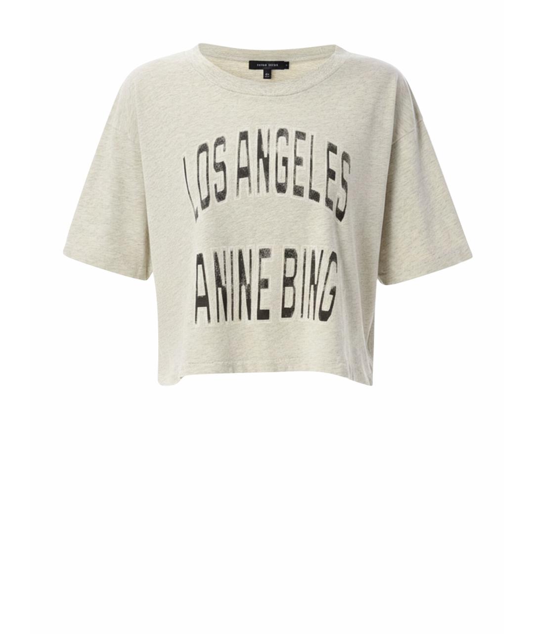 ANINE BING Серая хлопковая футболка, фото 1