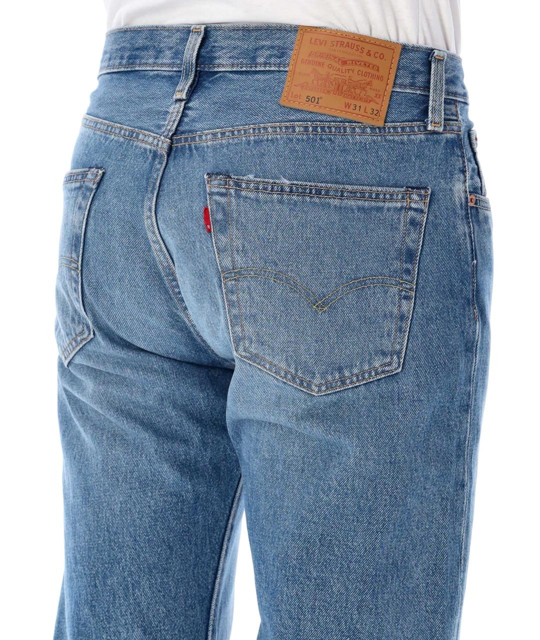 LEVI'S Синие хлопковые прямые джинсы, фото 3