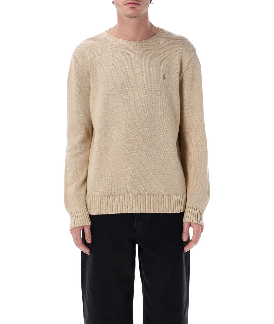 POLO RALPH LAUREN Бежевый хлопковый джемпер / свитер, фото 4