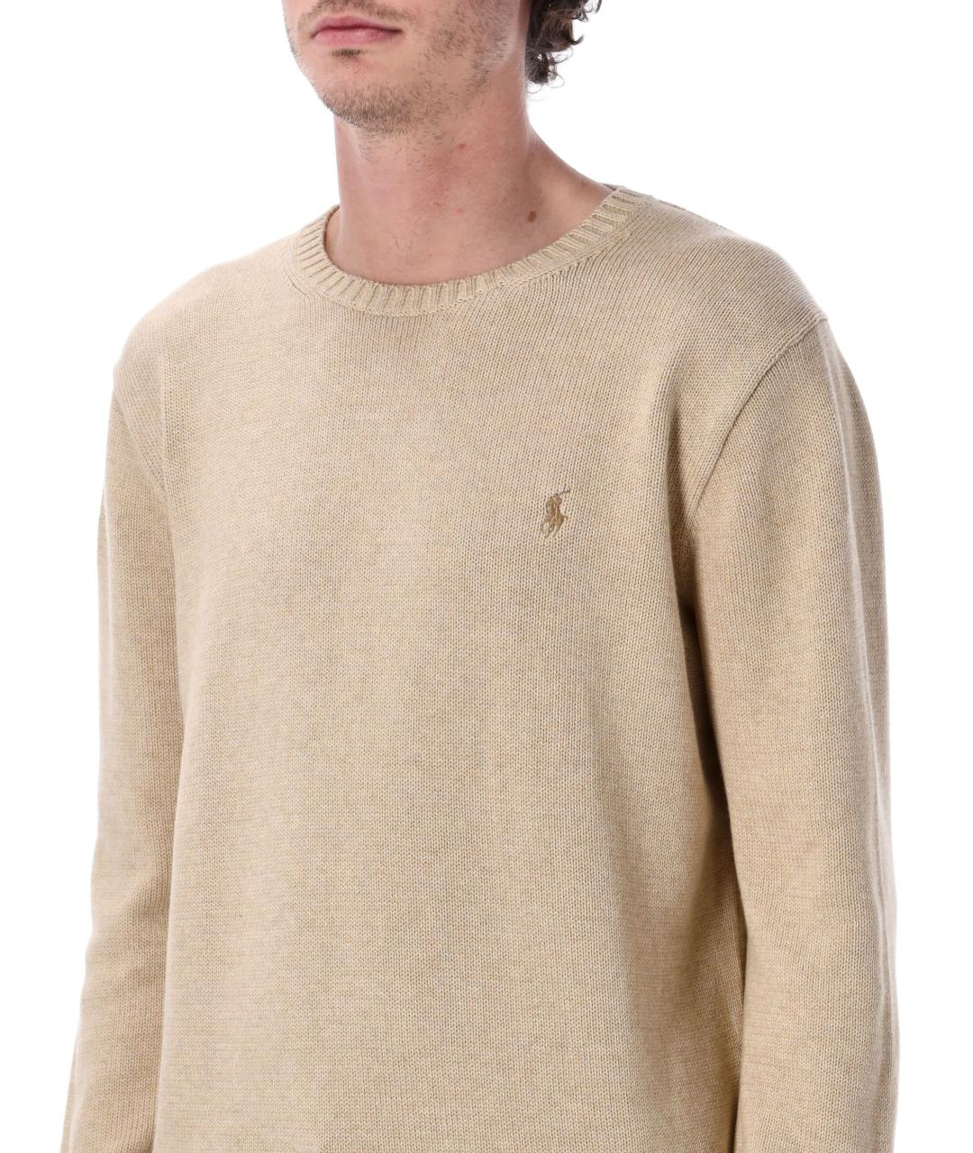 POLO RALPH LAUREN Бежевый хлопковый джемпер / свитер, фото 3