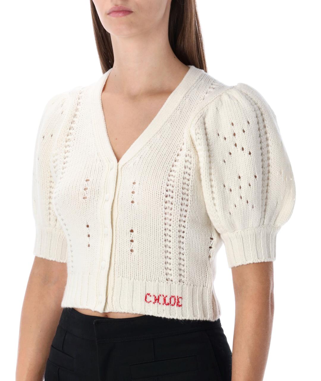 CHLOE Бежевый шерстяной кардиган, фото 4