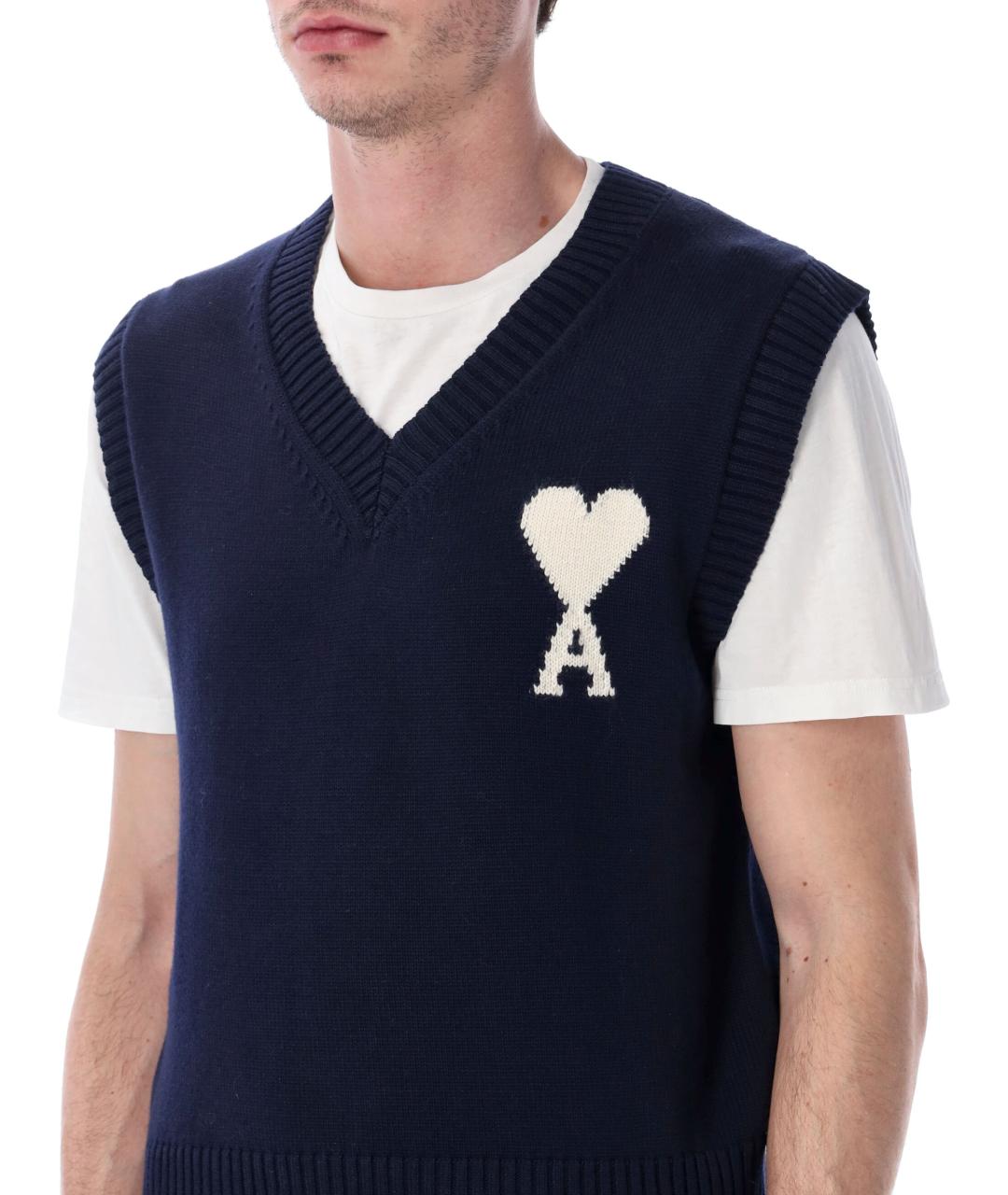 Ami Paris Синяя шерстяная жилетка, фото 4