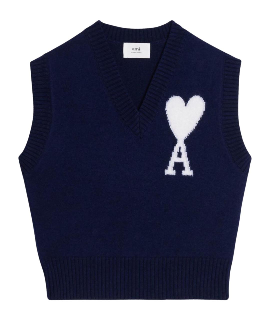 Ami Paris Синяя шерстяная жилетка, фото 1