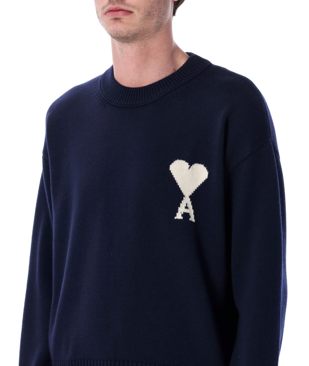 Ami Paris Синий шерстяной джемпер / свитер, фото 4