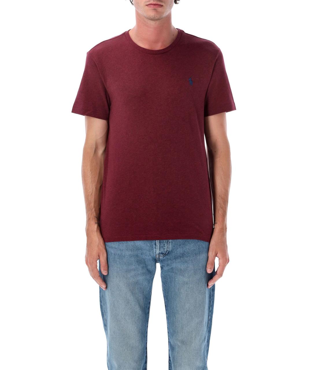 POLO RALPH LAUREN Бордовая хлопковая футболка, фото 4