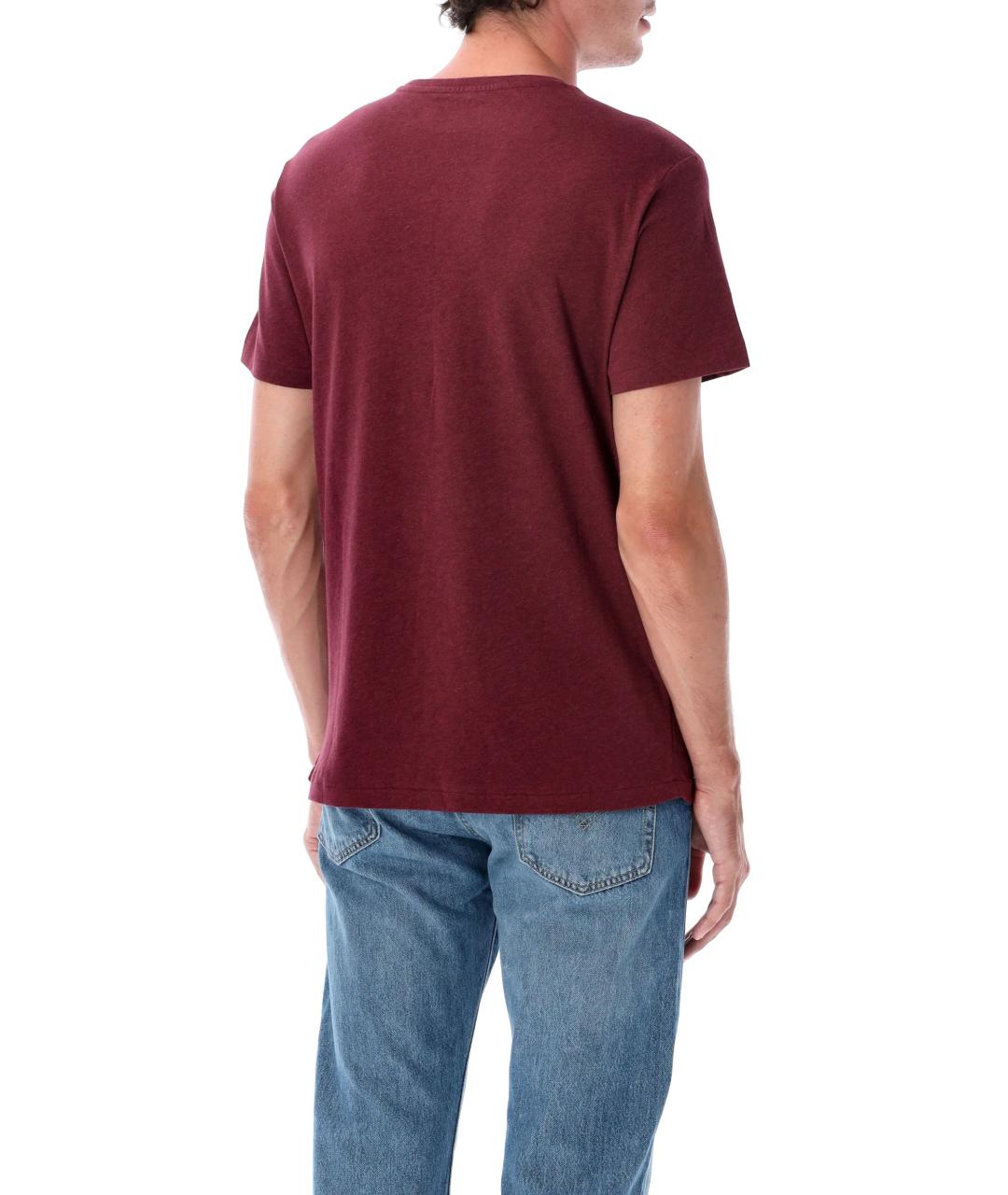 POLO RALPH LAUREN Бордовая хлопковая футболка, фото 2